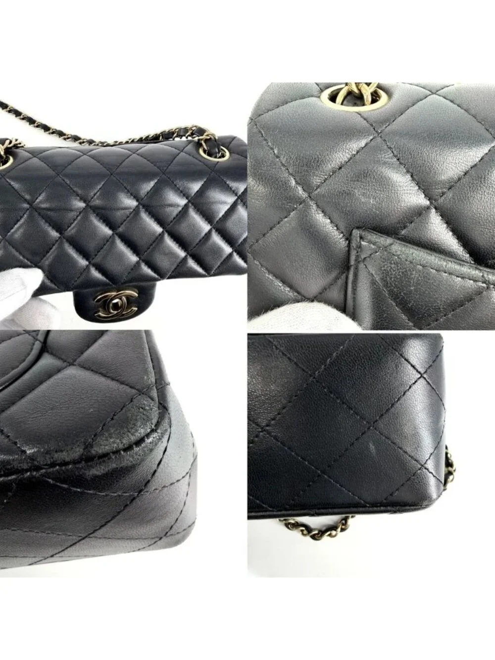 Chanel Shoulder Bag Mini Quilted CC Logo Bag Crossbody Lambskin Black Gold